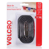 VELCRO Brand 25mm x 1m Stick On Hook & Loop Tape. Designed for General Purpose Simple and Mess-Free. Attach Light Weight Items up To 500g. Perfect for Art - Storage Boxes - Signs etc. Black