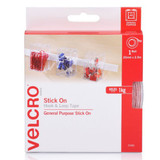 VELCRO Brand 25mm x 2.5m Stick on Hook & Loop Roll/Tape. Designed for Hanging & Attaching Items at Home Or Work. Cut to Size. Holds up to 1kg. White Colour.