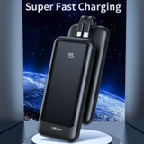 VipFan PD 20W Power Bank w/ LED % Display, 2 Cables (10000mAh) (F14)