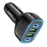 Hoco 72W 4 Ports PD+QC Super Fast Car Charger w/ 2x USB C & 2x USB A, LED Ring Light (NZ11)