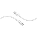 PROMATE 2m USB-C to USB-C Cable with Fabric Braided Cable. Supports 60W PD. 25000+ Bend Lifespan. Supports Data & Charge. Super Slim Connectors. White Colour 