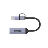 UNITEK HDMI to USB-C/A Adapter. Supports Resolution up to 4K@30Hz. Includes Both USB-C & USB-A Connectors. Space Grey Colour.  