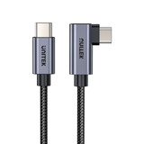 UNITEK 0.5m USB-C to Right Angled 90 Degree USB-C Connector. Supports 100W PD Fast Charging & USB PD3.0/ QC3.0. Supports 20/5A. Data Transfer Speed up to 480Mbps. Aluminium Alloy/Space Grey.