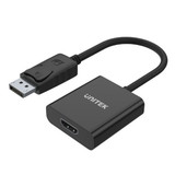 UNITEK 1080P DisplayPort to HDMI FHD Adapter with 20cm Cable. Supports PC Res up to 1920x1200 & HDTV Res up to 1080p. Plug & Play. Black Colour. 