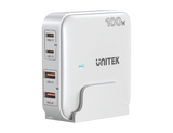 UNITEK 100W Desktop GaN Charging Station with 2x USB-C PD Ports & 2x USB-A QC3.0 Ports. Built-in Smart Protection. Includes Slim Cradle. Charge 4 Devices Simultaneously. 1.5m Power Cord. White Colour