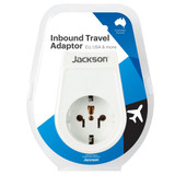 JACKSON Slim Inbound Travel Adaptor for use in NZ/AUS. Europe, USA and Parts of Asia Plugs.  