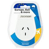 JACKSON Slim Outbound Travel Adaptor for use in Europe/Bali. 3-Pin NZ/AUS Plugs.   