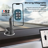 PROMATE 360 Degree Magnetic Universal Car Mount for Smartphones With Anti-Slip Suction Cup Designed for Both Windscreen & Dashboard. Flexible Gooseneck Mount, Metal Ring Included. Black Colour.