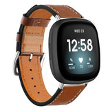 Fitbit Versa 4      PU Leather Strap   Brown
