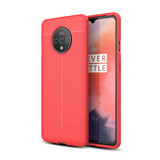 OnePlus 7T      Leather Texture Case    Red