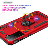 Samsung Galaxy S21 FE 5G      Military Armour Ring Case    Red