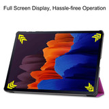 Samsung Galaxy Tab S7+ T970    Tri-Fold PU Case    Purple