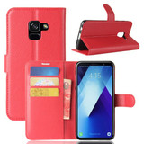 Galaxy A8 Plus 2018      Pu Wallet Case    [Red]