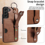 Samsung Galaxy S22+      Hand Strap PU Card Case    Brown