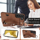 Samsung Galaxy S22+      Hand Strap PU Card Case    Brown