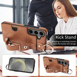 Samsung Galaxy S24      Hand Strap PU Card Case    Brown