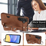 Samsung Galaxy A15      Hand Strap PU Card Case    Brown