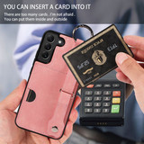 Samsung Galaxy S22+      Hand Strap PU Card Case    Pink