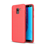 Samsung Galaxy J6      Leather Texture Case    Red