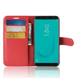 Galaxy J6      Pu Wallet Case    [Red]
