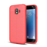 Samsung Galaxy J2 Pro 2018      Leather Texture Case    Red