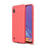 Samsung Galaxy A10      Leather Texture Case    Red