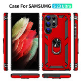 Samsung Galaxy S23 Ultra      Military Armour Ring Case    Red