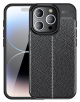 Apple iPhone 15 Pro Leather Texture Case Black