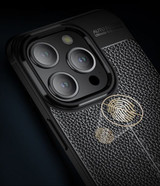 Apple iPhone 15 Pro Max Leather Texture Case Navy