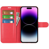 Iphone 15 Pro      Pu Wallet Case    [Red]