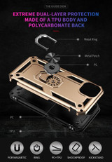 Apple iPhone 15 Military Armour Ring Case Gold