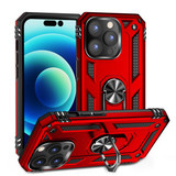 Apple iPhone 14 Pro Military Armour Ring Case Red