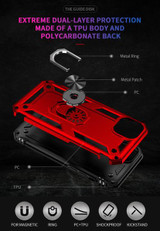 Apple iPhone 14 Military Armour Ring Case Red