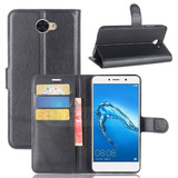 Huawei Y7      Pu Wallet Case    [Black]