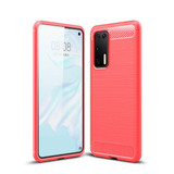 Huawei P40      Carbon Fibre Case    Red