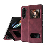 Samsung Galaxy Z Fold 6      Pu Leather Case    [Maroon]