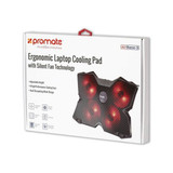 PROMATE Ergonomic Gaming Laptop Cooling Pad with 5 Fans, Dual USB, Supports up to 17" - AIRBASE-3.BLK