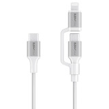 PROMATE 3-in-1 USB-C Sync & Charge Cable, 60W, MFi Certified, White - POWERLINK-CCI.WT