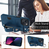 Apple iPhone 13 Hand Strap PU Card Case Navy