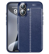 Apple iPhone 16      Leather Texture Case    [Navy]