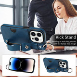 Apple iPhone 14 Pro Hand Strap PU Card Case Navy