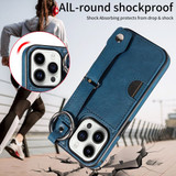 Apple iPhone 14 Pro Hand Strap PU Card Case Navy