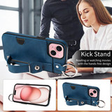 Apple iPhone 15 Hand Strap PU Card Case Navy