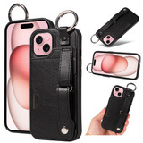 Apple iPhone 15 Hand Strap PU Card Case Black