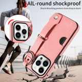 Apple iPhone 14 Pro Hand Strap PU Card Case Pink