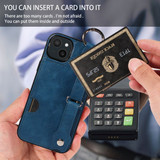 Apple iPhone 14 Plus Hand Strap PU Card Case Navy