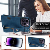 Apple iPhone 14 Pro Max Hand Strap PU Card Case Navy