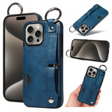 Apple Phone 15 Pro Max Hand Strap PU Card Case Navy