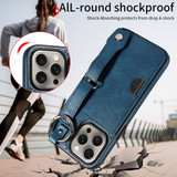 Apple Phone 15 Pro Max Hand Strap PU Card Case Navy