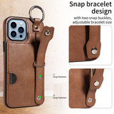 Apple iPhone 13 Pro Max Hand Strap PU Card Case Brown